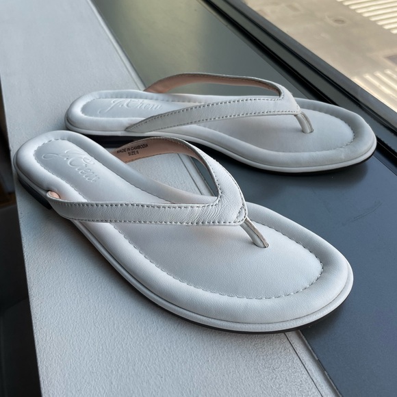J.Crew White Leather Thong Minorca Sandal/Flip Flops - Picture 5 of 10